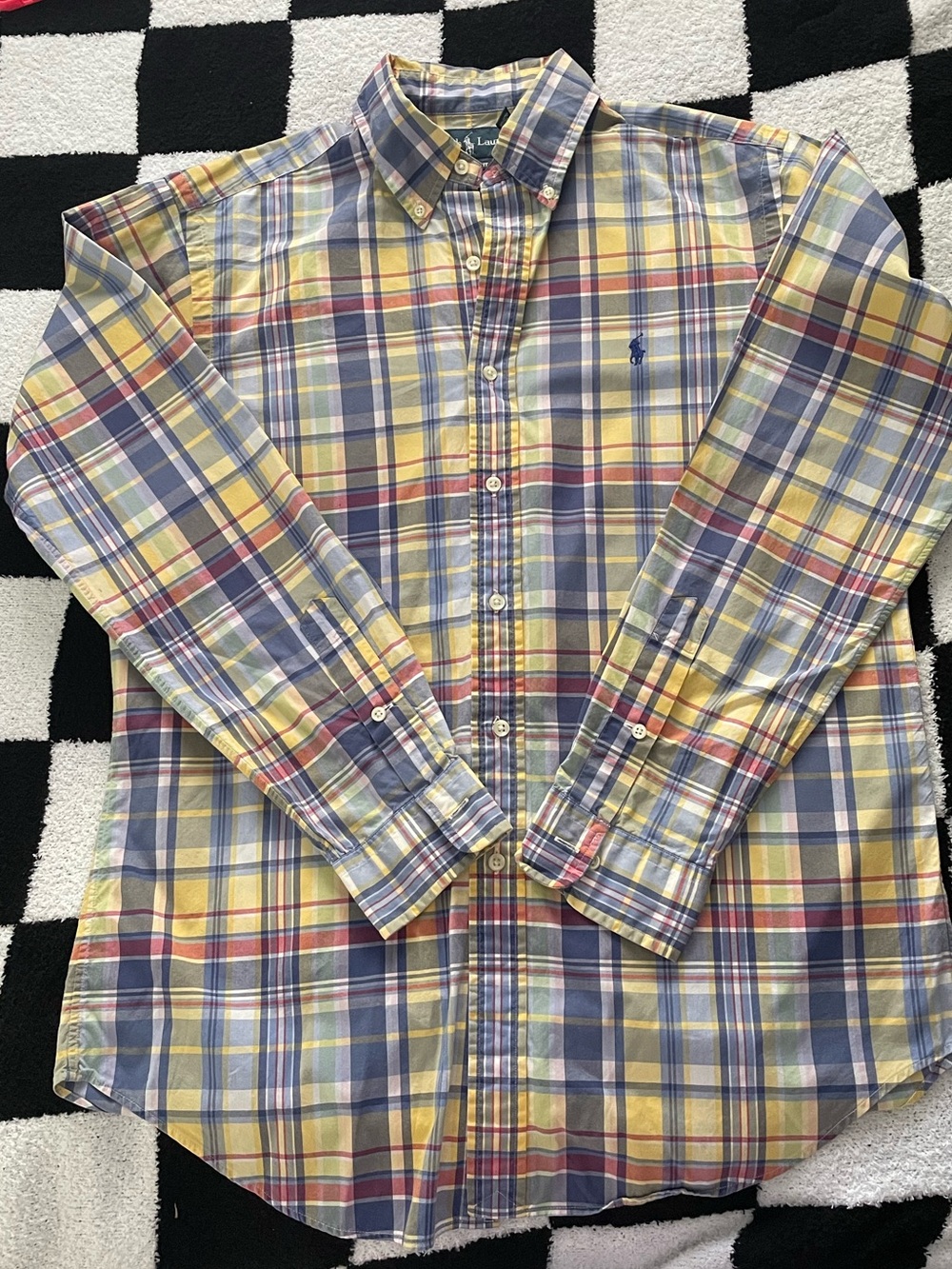 Ralph Lauren Multicolor Plaid Button-Down 100% cotton Shirt Size M classic fit